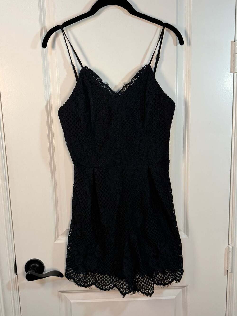 GB Gianni Bini Black Lace Sleeveless Romper Size M